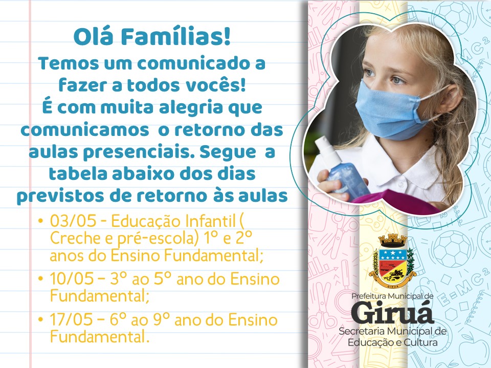 Escolas Municipais retornam gradativamente com aulas presenciais